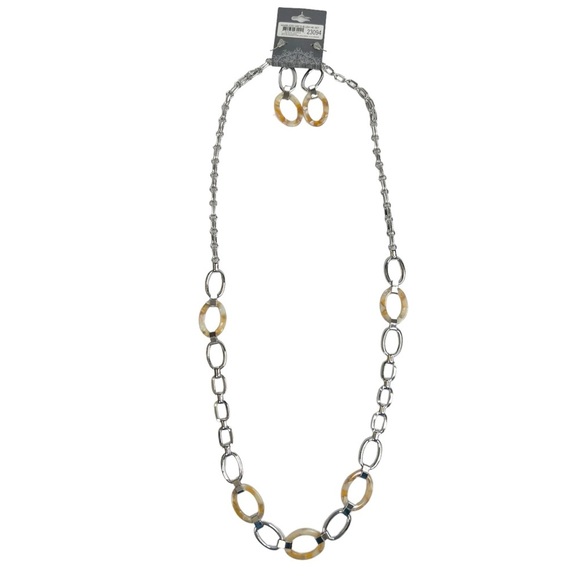 NWT Howard’s Marbleize Acrylic Oval Necklace & Earrings Set - Picture 6 of 9